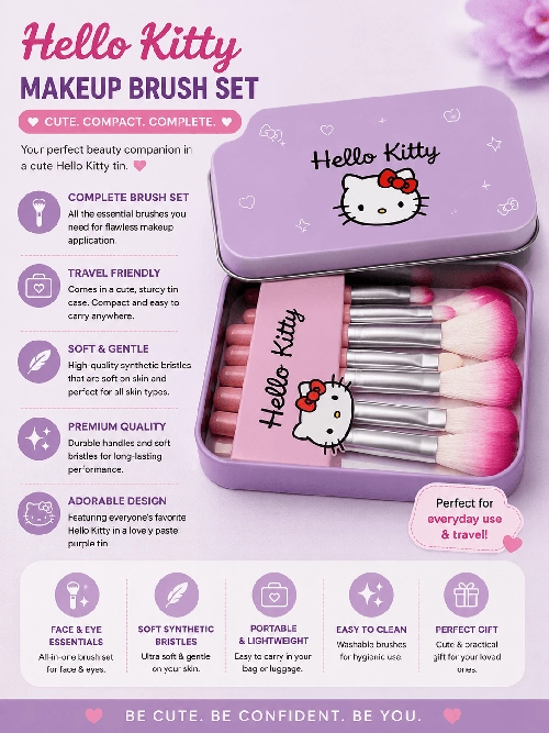 hello-kitty-makeup-brush-set Hello Kitty Makeup Brush Set
