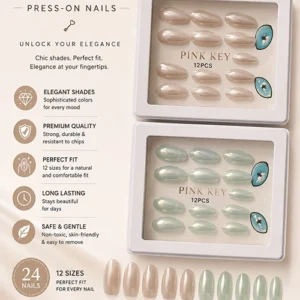 Pink Key Press On Nail
