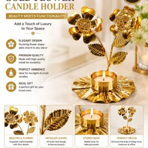 Gold Flower Candle Holder - Image 1